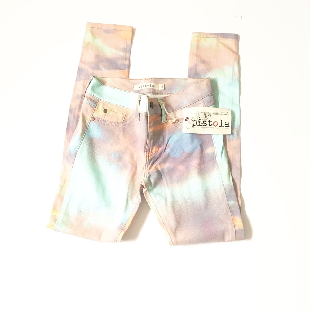 Pistola tie dye rainbow skinny leg jeans